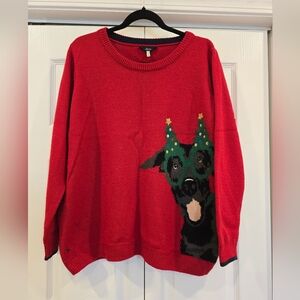 Joules Red Sweater with Festive Dog Design